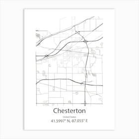 Chesterton,United States Minimalist Map 1 Art Print