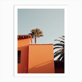 Orange House With Palms Retro Summer Photography 1 Art Print