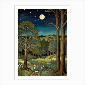 William Morris Moonlight In The Woods 33 Art Print