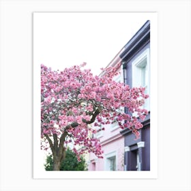 Pink Purple Blossom London Art Print