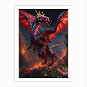 Red Lava Dragon Art Print