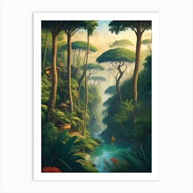 Rainforest River Landscape Art Print