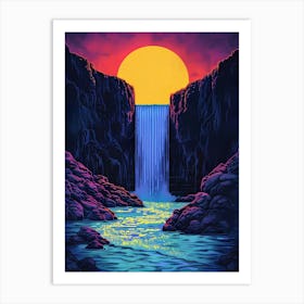 Sunset Over A Waterfall Art Print