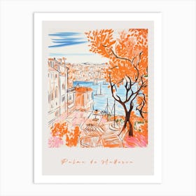 Palma De Mallorca Spain Orange Drawing Poster Art Print