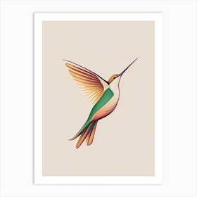 Berylline Hummingbird Retro Minimal 1 Art Print