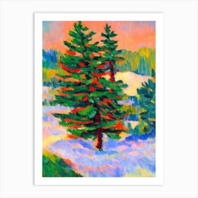 Fraser Fir 2 tree Abstract Block Colour Art Print