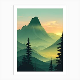 Misty Mountains Vertical Background In Green Tone 13 Art Print