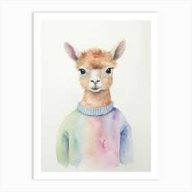 Baby Animal Watercolour Alpaca Art Print