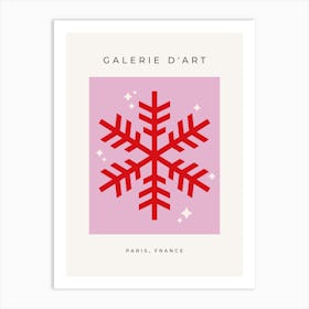 Christmas Snowflake Pink And Red Art Print