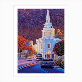 Santa Rosa, City Us  Pointillism Art Print