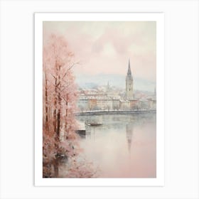 Dreamy Winter Painting Zurich Switzerland 7 Art Print