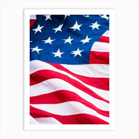 American Flag Unfurling In The Breeze Colors Transitioning From Rippled White At The Top To Rippled (5) Art Print