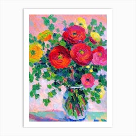 Ranunculus  Matisse Style Flower Art Print