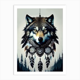 Wolf Dream Catcher 1 Art Print