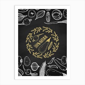 Hand Drawn Vegetables- food poster, kitchen wall art Art Print