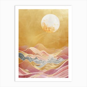 Golden Abstract Landscape Painting Art Print