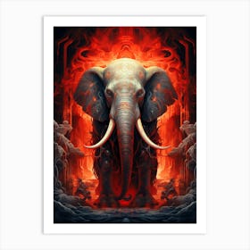 Elephant In Flames Art Print