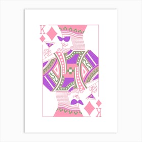 King Playing Card Maximalist Pink Print Lucky You Dopamine Decor Art Print