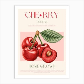 Cherry Fruit Mid Century Art Print
