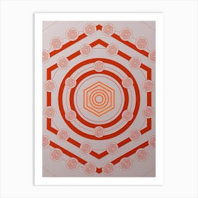 Geometric Abstract Glyph Circle Array in Tomato Red n.0221 Art Print