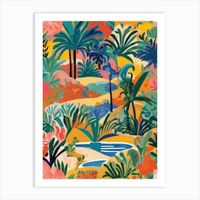 Colorful landscape Tropical Jungle Art Print
