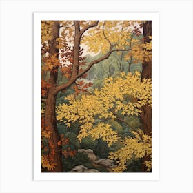 Yellow Birch 2 Vintage Autumn Tree Print  Art Print