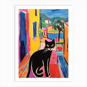 Painting Of A Cat In Naples Italy 1 Art Print