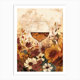 Cute Bohemian Illustration Of A Wine Glass Art Print