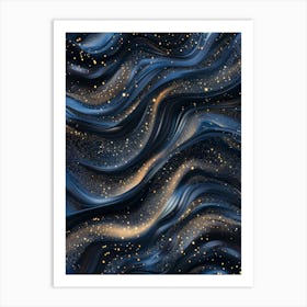 Abstract Blue And Gold Background 1 Art Print