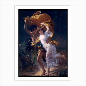 Remastered HD "The Storm" 1880 by French Painter Pierre-Auguste Cot, the original hangs in the Metropolitan Museum of Art, New York - Romanticism Valentines Lovers Elope Renaissance Aesthetic Art Print