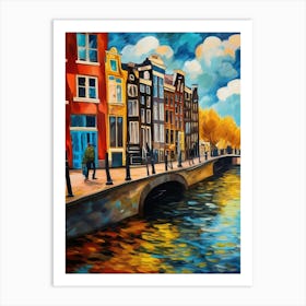 Wall painting print, Amsterdam, Netherlands, landscape art, Van Gogh style, fine art..241 Art Print