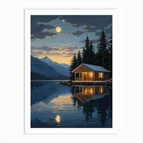 Cabin By The Lake 1 Art Print