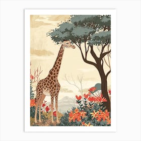 Giraffe Under The Acacia Tree 3 Art Print