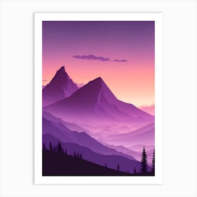 Misty Mountains Vertical Composition In Purple Tone 25 Art Print