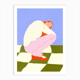 Woman Kneeling On The Floor Art Print