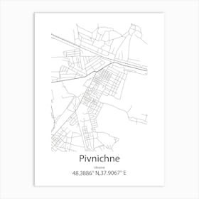 Pivnichne,Ukraine Minimalist Map Art Print