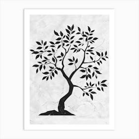 Peach Tree Simple Geometric Nature Stencil 2 Art Print