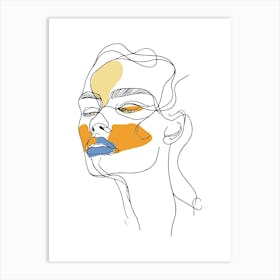 Woman'S Face Minimalist Line Art Monoline Illustration Art Print