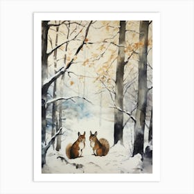 Winter Watercolour Squirrel 3 Art Print