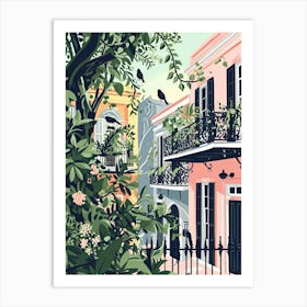 Garden District Storybook Illustration 3 Art Print