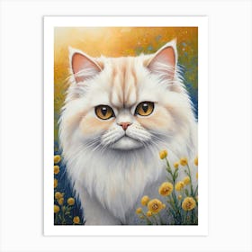 Beautiful Persian Cat With Flowers Art Print