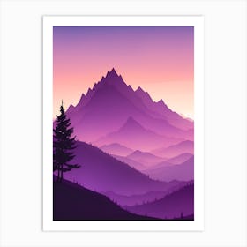 Misty Mountains Vertical Composition In Purple Tone 30 Art Print