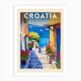 Korcula Croatia 2 Fauvist Painting  Travel Poster Art Print