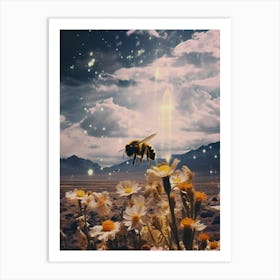 cosmic portrait of a bumblebee in the desert Art Print