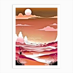 Landscape With Mountains And Trees 1 Art Print