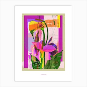 Calla Lily 4 Neon Flower Collage Poster Art Print