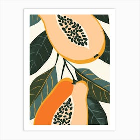 Papaya Close Up Illustration 7 Art Print
