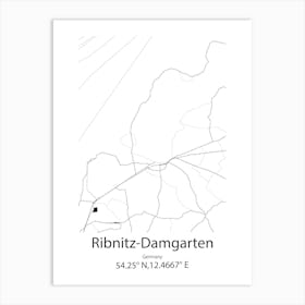 Ribnitz Damgarten,Germany Minimalist Map Art Print