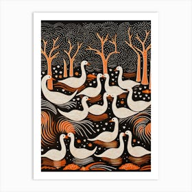 Swans In The Forest Art Print