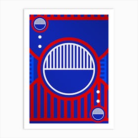 Geometric Abstract Glyph in White on Red and Blue Array n.0074 Art Print